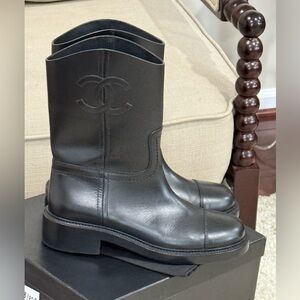 CHANEL Women’s Black Leather Boots